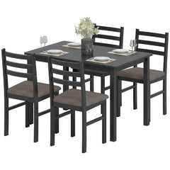 Farmhouse Dining Table Set With Upholstered Chairs