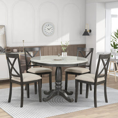 Orisfur. 5 Pieces Dining Table Solid Wood
