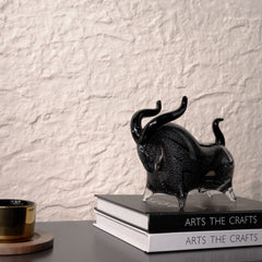 Luxury Handmade Glass Bull And Vitreous Art Decor Piece