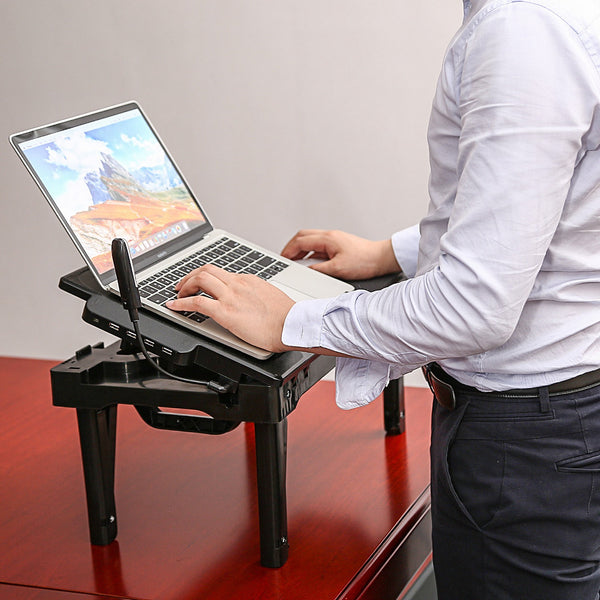 Foldable Laptop Table Bed With Cooling Fan Mouse Board LED Light 4 USB Ports