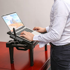 Foldable Laptop Table Bed With Cooling Fan Mouse Board LED Light 4 USB Ports