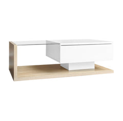 Coffee Table In High Gloss White and wood