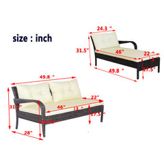 Outdoor Patio Furniture Sets 2 Piece Conversation Set Wicker Ratten Sectional Sofa With Seat CushionsBeige Cushion