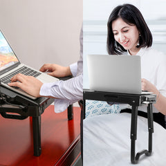 Foldable Laptop Table Bed With Cooling Fan Mouse Board LED Light 4 USB Ports