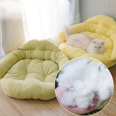 Plush Elevated Fabric Indoor Pet Bed with Solid Wood Legs