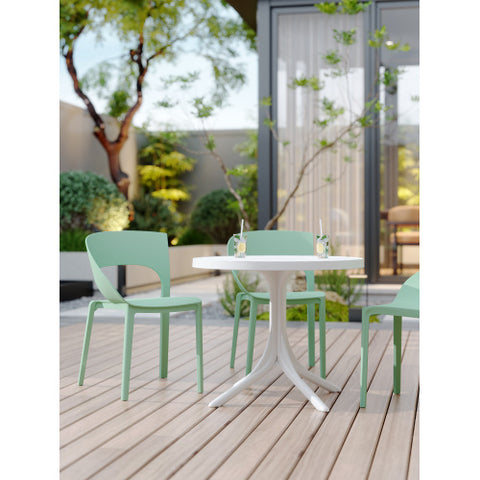 Haze Green Polypropylene Single Side Chair  One Piece Design For Indoor & Outdoor Use,suitable For Living Rooms, Dining Rooms, Gardens, Terraces And Other Scenarios