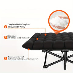 Easy To Fold Portable Recliner Black Comfortable Thick Cushion Suitable For Home Office,NoteThis Pallet Is Shipped By Average Freight