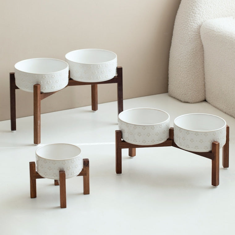 Ceramic Elevated Anti-spill Food and Water Cat & Dog Bowl