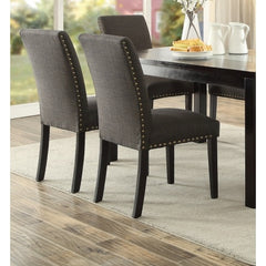 Dining Room Chairs Ash Black Polyfiber Set 2 Chairs Dining Room Furniture