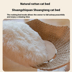 Cat Climbing Solid Wood Rattan Scratching Tree