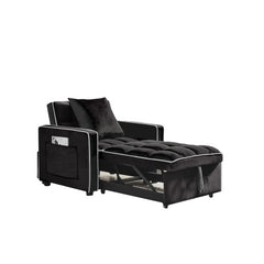Three-in  One Sofa Bed Chair Folding Sofa Bed Adjustable Back Into A Sofa Recliner Single Bed  Modern Chair Bed Berth Black