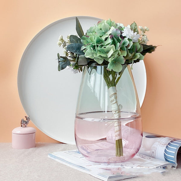 Designer Transparent Glass Vase Irregular Dining Table Vase Sample Room Decoration Colored Flower