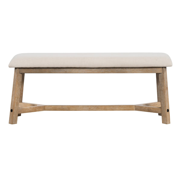 6-piece Retro Farmhouse Style Dining Set, Rectangular Table And 4 Upholstered Chairs and Bench