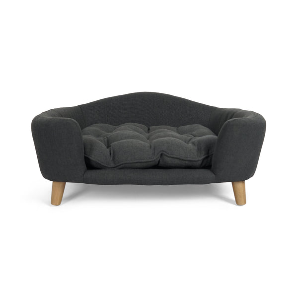 Elevated Luxurious Fabric Chaise Lounger for Dogs or Cats with Wood Legs