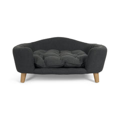 Elevated Luxurious Fabric Chaise Lounger for Dogs or Cats with Wood Legs