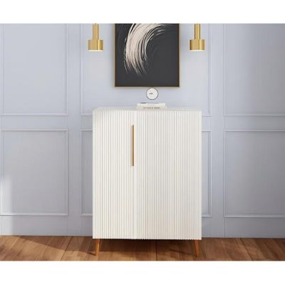 Modern White Sideboard Cabinet With Gold Handles For Kitchen, Dining Room Furniture Organizer