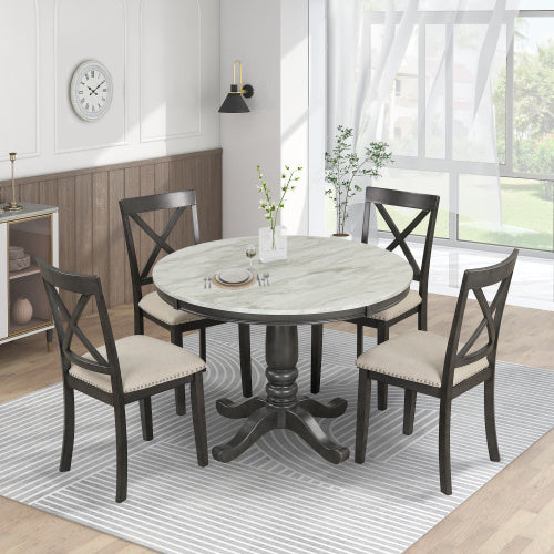 Orisfur. 5 Pieces Dining Table Solid Wood