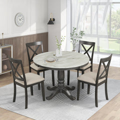 Orisfur. 5 Pieces Dining Table Solid Wood