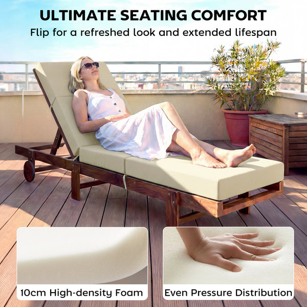 Set of 2 Chaise Lounge Cushion, 4" Thick Outdoor Lounge Chair Cushions