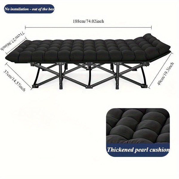 Easy To Fold Portable Recliner Black Comfortable Thick Cushion Suitable For Home Office,NoteThis Pallet Is Shipped By Average Freight