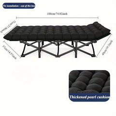 Easy To Fold Portable Recliner Black Comfortable Thick Cushion Suitable For Home Office,NoteThis Pallet Is Shipped By Average Freight