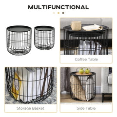 Tables with Steel Wired Basket Body and Removable Top