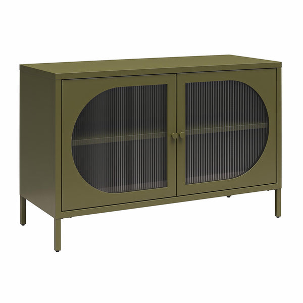 Luna Wide 2-Door Accent Cabinet With Fluted Glass