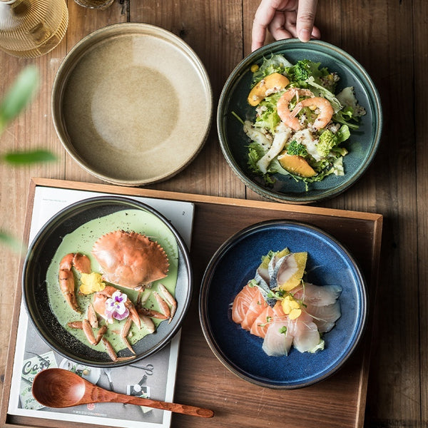 Japanese Ceramic Round Deep Plates Dinner Plate