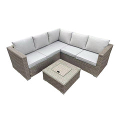 Patio Furniture Set, Waterproof Outdoor Furniture With Coffee Table,3 Seater For Porch Balcony, Brown