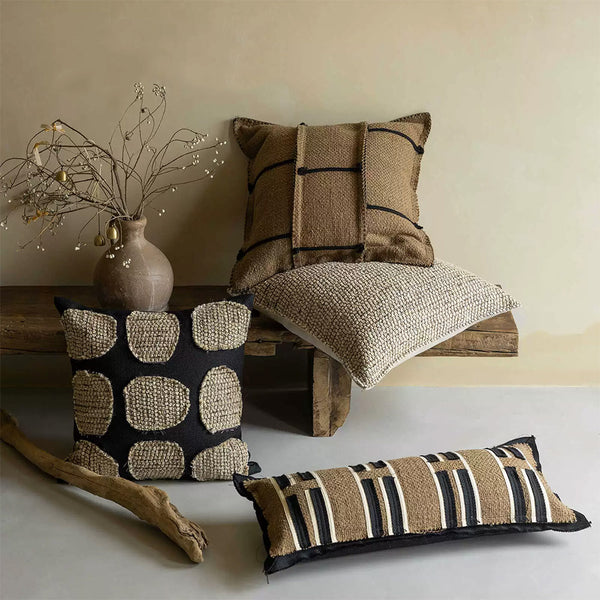 Brown Khaki Luxury Linen Cotton Blend Decorative Pillow Cover