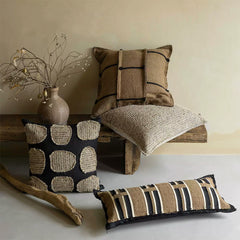 Brown Khaki Luxury Linen Cotton Blend Decorative Pillow Cover