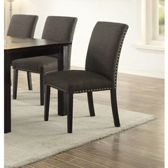 Dining Room Chairs Ash Black Polyfiber Set 2 Chairs Dining Room Furniture