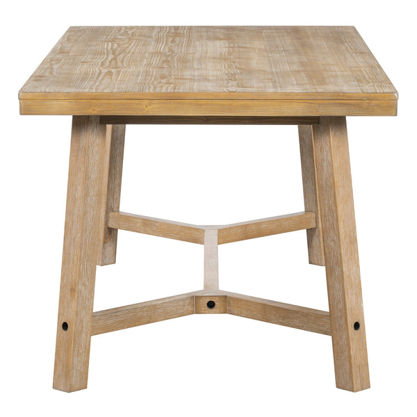 6-piece Retro Farmhouse Style Dining Set, Rectangular Table And 4 Upholstered Chairs and Bench