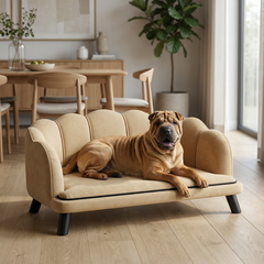 Pearl Design Pet Sofa With Solid Wood for Medium and Large Sized Dogs