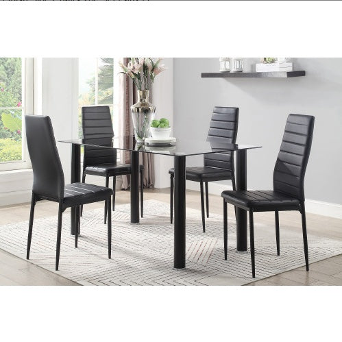 Modern Style Black Faux Leather Upholstery Contemporary Dining Room Furniture