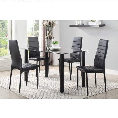 Modern Style Black Faux Leather Upholstery Contemporary Dining Room Furniture