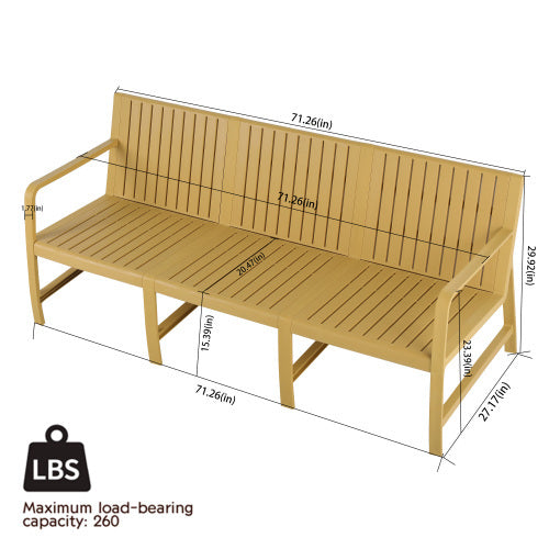 1-Piece Indoor Outdoor Furniture 3-Seater Sofa Waterproof PP Material - Easy Assembly Patio Conversation Set