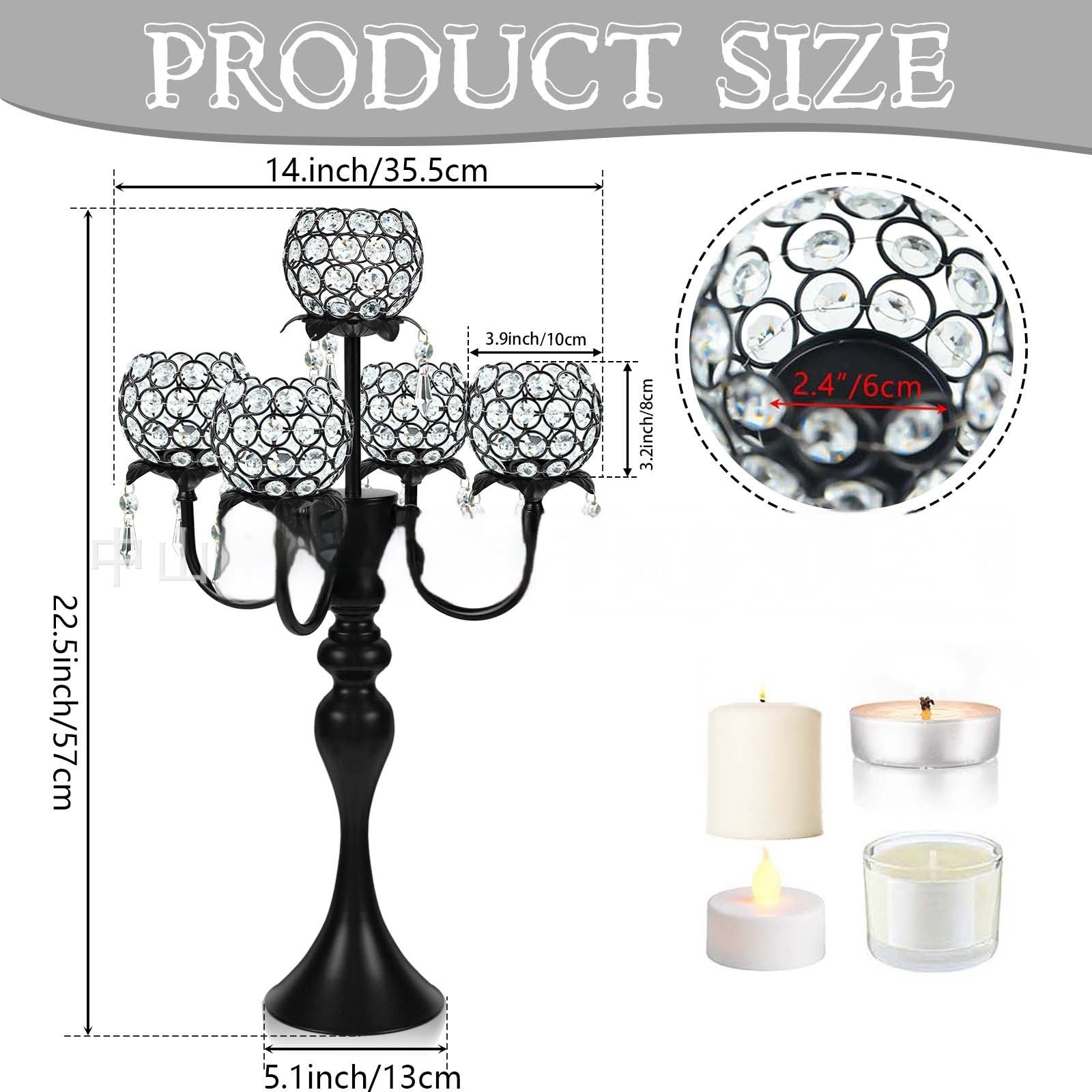 Luxury Wedding Metal Crystal Pendant Candlestick Table Decoration