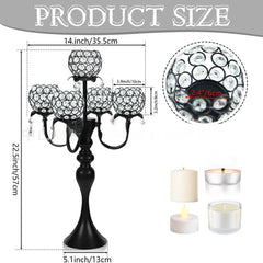 Luxury Wedding Metal Crystal Pendant Candlestick Table Decoration