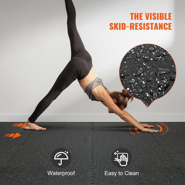 VEVOR 25 PCS Thick Gym Floor Mats,  EVA Foam & Rubber Top Interlocking