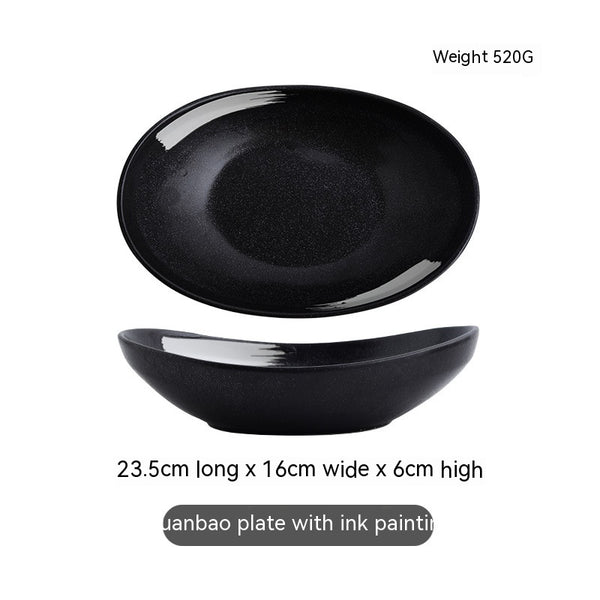 Japanese-style Ceramic Salad Dish Deep Plates Oval