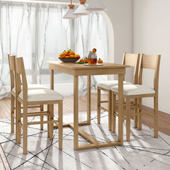 TOPMAX Farmhouse 5-Piece Counter Height Dining Set, 1 Table & 4 Chairs
