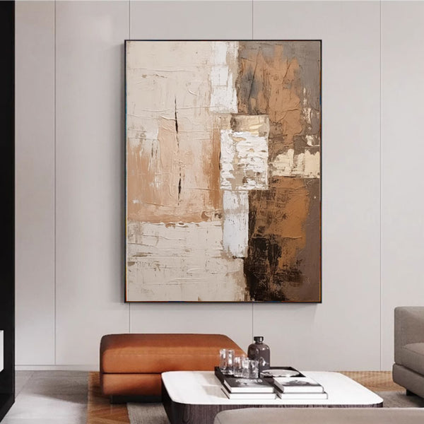Large Abstract Handmade Painting Brown Textured Wall Art