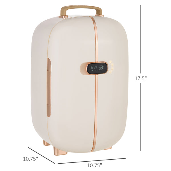 Portable Skincare Fridge With LED Display, 12L Mini Fridge For Beauty, Makeup And Cosmetics, Small Refrigerator Cooler For Bedroom, Home Office, Desktop, White