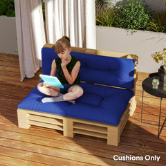 2 Seater Pallet Cushions Outdoor 3.9" Thick Replacement Cushions - Tufted Design for Garden, Patio, Navy Blue