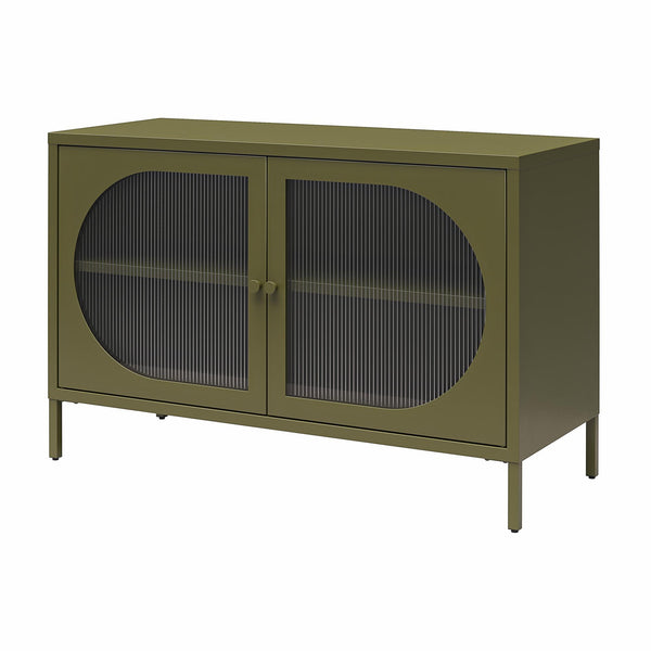 Luna Wide 2-Door Accent Cabinet With Fluted Glass