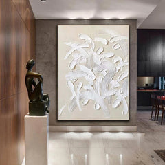 Handmade Oil Painting White Design Thick Acrylic Wall Art Decoration Abstract Knife Artwork For Home Wedding Room Decor Rolled Frameless Unstretched Painting