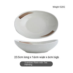 Japanese-style Ceramic Salad Dish Deep Plates Oval
