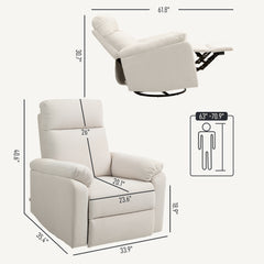 Recliner Chair, Wide Swivel Rocker Chair, Overstuffed Single Sofa