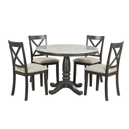 Orisfur. 5 Pieces Dining Table Solid Wood